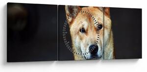 Tablou cu câine (cu ceas) (90x30 cm)