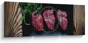 Tablou cu carne pe farfurie (cu ceas) (90x30 cm)