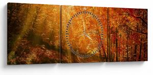Tablou cu pădurea în toamnă (cu ceas) (90x30 cm)