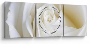 Tablou cu tandafir alb (cu ceas) (90x30 cm)