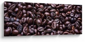 Tablou cu boabe de cafea (cu ceas) (90x30 cm)