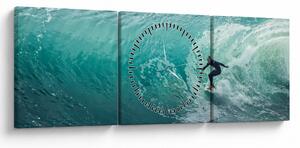 Tablou cu surferi (cu ceas) (90x30 cm)