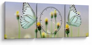 Tablou cu fluture pe floare (cu ceas) (90x30 cm)