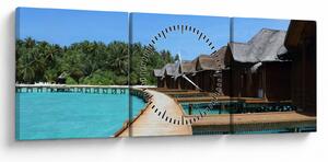 Tablou cu Maledive (cu ceas) (90x30 cm)