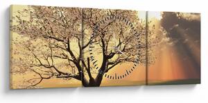 Tablou cu copac pe luncă (cu ceas) (90x30 cm)