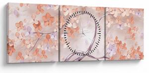 Tablou florilor de pom din coral - abstract (cu ceas) (90x30 cm)