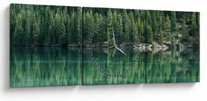 Tablou - Coniferi lângă lac (cu ceas) (90x30 cm)