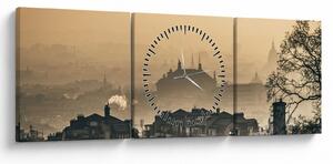 Tablou - Orașul în ceață (cu ceas) (90x30 cm)