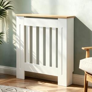 Masca pentru Calorifer ECO-XS 65 cm, MDF Vopsit de 18 mm Lame Verticale, Maro/Alb