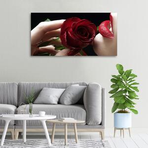 Tablou canvas Femeia cu un trandafir