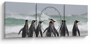 Tablou pinguini în ocean (cu ceas) (90x30 cm)