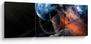 Tablou planetei în cosmos (cu ceas) (90x30 cm)