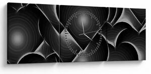 Tablou cu inimile alb - negre (cu ceas) (90x30 cm)