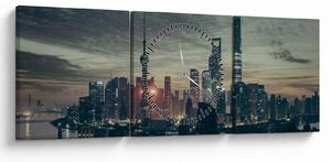 Tablou cu orașul în amurg (cu ceas) (90x30 cm)