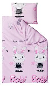 Lenjerie de pat pentru copii Culoare roz, LOVE YOU BABY