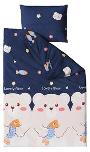 Lenjerie de pat pentru copii Culoare albastru inchis, LOVELY BEAR