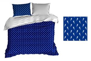 Lenjerie de pat albastru închis cu căluți de mare 70 x 80cm Lăţime: 140 cm | Lungime: 200 cm