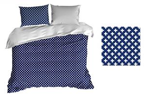 Lenjerie de pat albastră cu model de cruciulițe 70 x 80cm Lăţime: 160 cm | Lungime: 200 cm