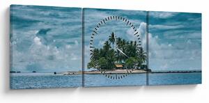 Tablou insula în mare (cu ceas) (90x30 cm)