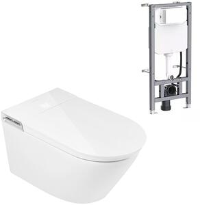 Clean Wave Breeze toaletă cu spălare cu cadru si buton agăţat fără margine cu spălare turbionară alb B700SET