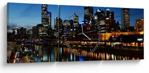 Tablou cu noaptea în Melbourne (cu ceas) (90x30 cm)