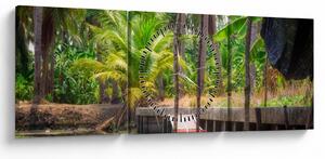 Tablou - Nava din lemn în canal , Thailand (cu ceas) (90x30 cm)