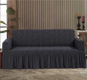 Husa elastică pentru canapea 3 locuri, model Jacquard, Gri inchis