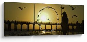 Tablou - Plimbare pe plajă (cu ceas) (90x30 cm)