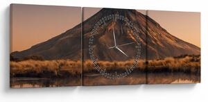 Tablou oglindirea muntelui Taranaki, Noua Zeelanda (cu ceas) (90x30 cm)