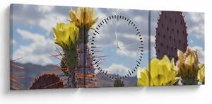 Tablou cu floarea de cactus Opunție (cu ceas) (90x30 cm)