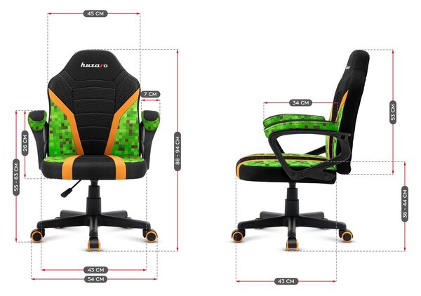 Scaun gaming pentru copii Rover 1 (negru + verde). 1087540