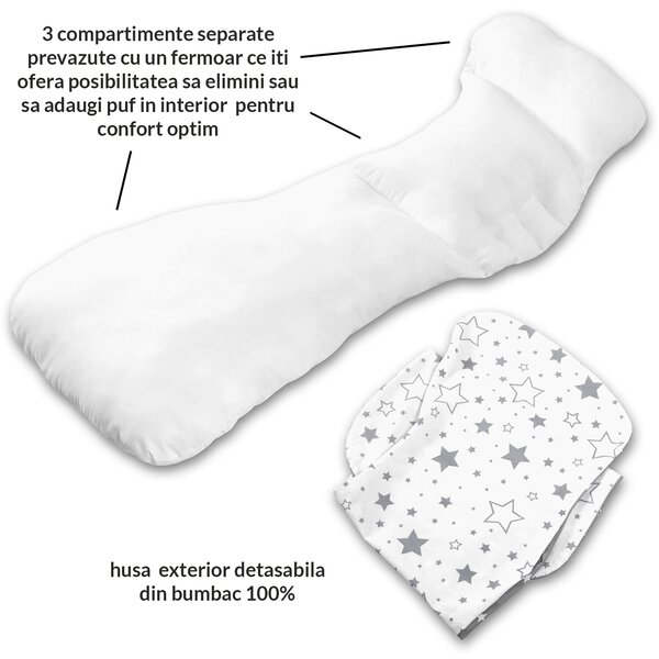 Perna gravide ergonomica Kidizi Alma Galaxy Grey, husa detasabila