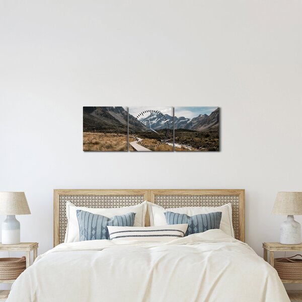 Tablou - Poteca în valea muntelui Mt. Cook (cu ceas) (90x30 cm)