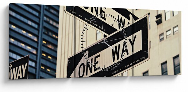 Tablou - New York ONE WAY (cu ceas) (90x30 cm)