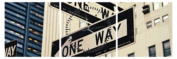 Tablou - New York ONE WAY (cu ceas) (90x30 cm)