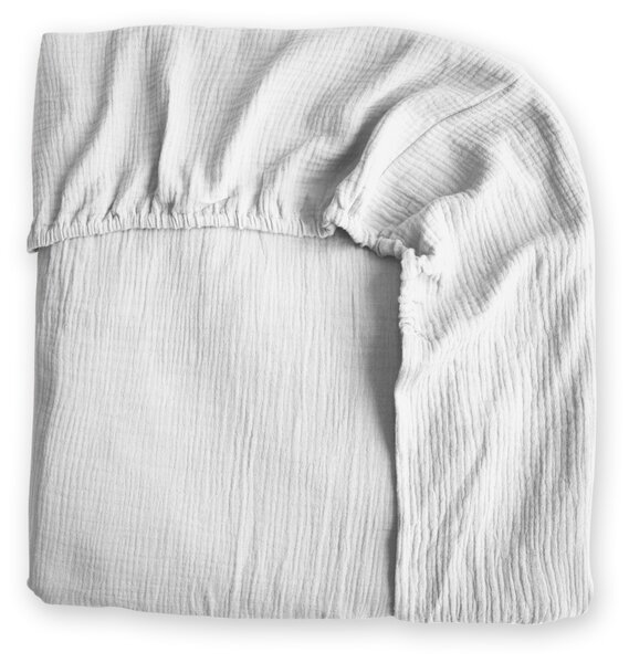Cearceaf din muselina bumbac 100% cu elastic roata 120x60 cm Kidizi Light Grey
