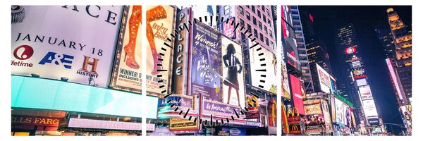 Tablou - New York Theather District (cu ceas) (90x30 cm)