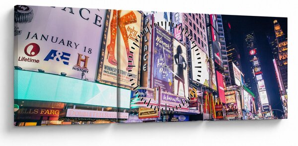 Tablou - New York Theather District (cu ceas) (90x30 cm)