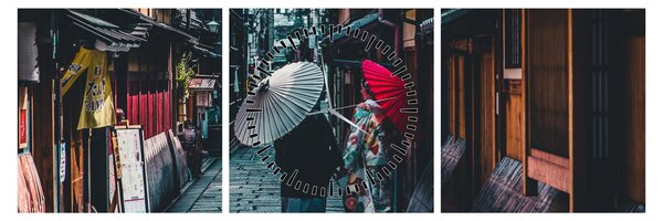 Tablou - Plimbare prin Tokio (cu ceas) (90x30 cm)
