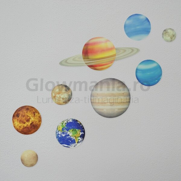 Sticker decorativ glow model sistem solar pentru camera copilului