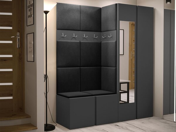 Mobilier hol Tovenaz XII (grafit + Negru) (cu oglindă). 1104828