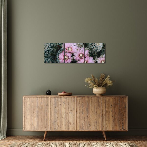 Tablou floare de cactus (cu ceas) (90x30 cm)