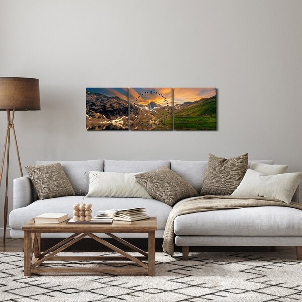 Tablou - Oglindirea în lacul montan (cu ceas) (90x30 cm)