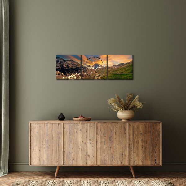Tablou - Oglindirea în lacul montan (cu ceas) (90x30 cm)