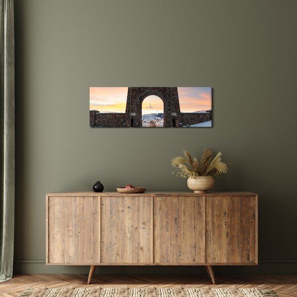 Tablou cu poarta, Yellowstone (cu ceas) (90x30 cm)