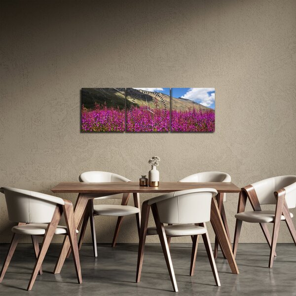 Tablou sceneriei cu lunca montană (cu ceas) (90x30 cm)