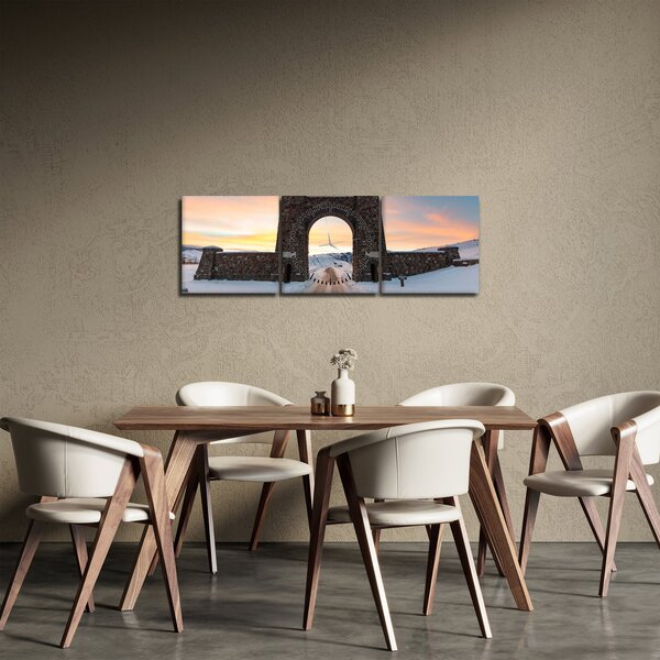 Tablou cu poarta, Yellowstone (cu ceas) (90x30 cm)