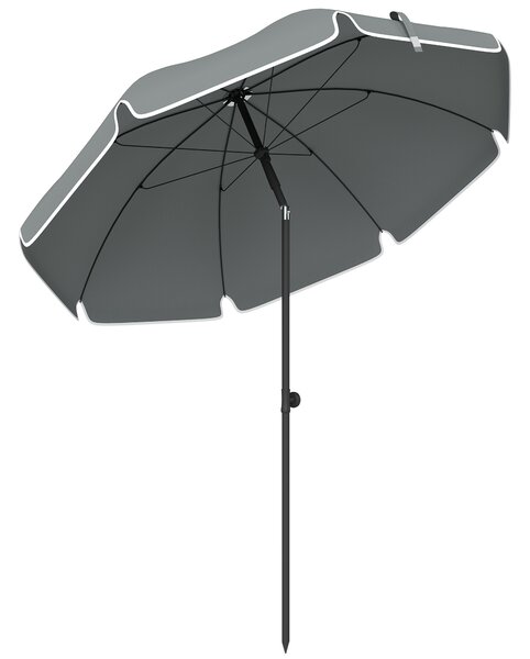 Outsunny Umbrelă de Plajă Inclinabilă cu Ancoră pentru Nisip și Geantă de Transport, Ø150x185 cm, Gri Închis | Aosom Romania