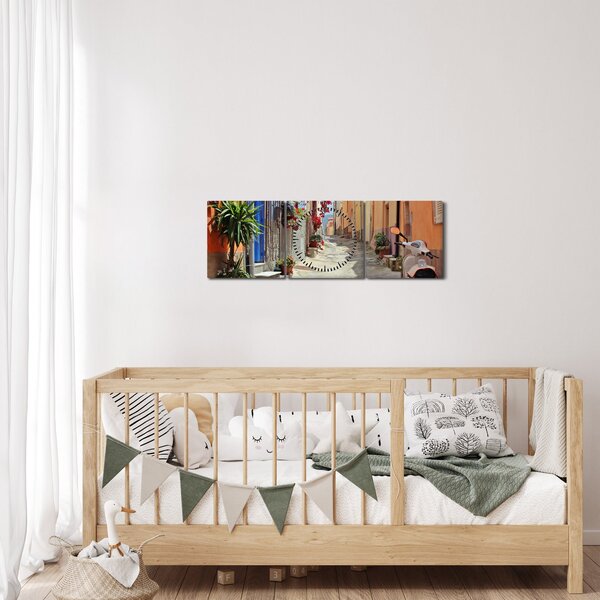 Tablou cu strada din Sardinia (cu ceas) (90x30 cm)