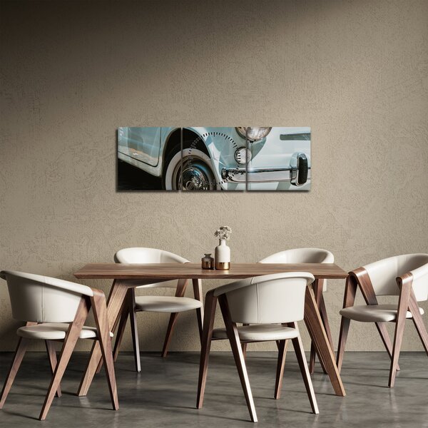 Tablou - mașina retro Fiat (cu ceas) (90x30 cm)